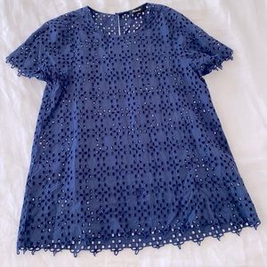 Madewell Navy Blue Eye-lit Blouse